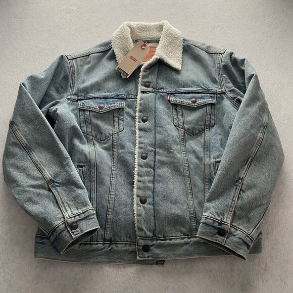 Levi's Other - Levi's Men's Jacket L Denim Sherpa Lined Insulated Trucker Denim Jacket 16365